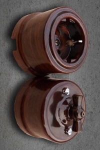 Выключатель и розетка Лизетта Эксклюзив, Керамика,  Цвет: Тигровое дерево