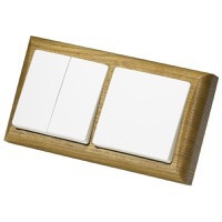 Блок выключатель и двойной выключатель на 2 поста Simon 73 Loft, Цвет: Тик / Белый