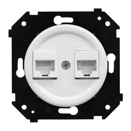 Розетка компьютерная RJ45 Cat.5 (UTP)
Шедель Бриз,  двойная,   цвет - белый матовый,  пластмасса,  B3-302-21M,  Bironi
 - PULSAL.RU