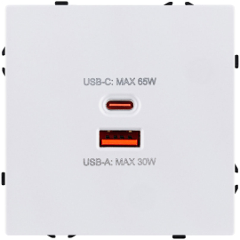 Розетка USB type-C + type-A, 3.0А 65Вт
Eclipse,  USB type-C 5V,  USB type-A 5V,  двойная,   цвет - белый глянцевый,  пластмасса,  EC-024WG,  Kollinger
 - PULSAL.RU