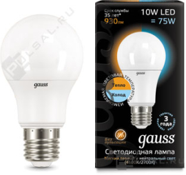 Лампа с переключаемой цветовой температурой
светодиодная
Black,   цоколь - E27,   мощность - 10Вт,   световой поток - 930Лм,   цветовая температура - 2700+4100К,  не диммируется,  102502110-T,  Gauss - PULSAL.RU Лампа с переключаемой цветовой температурой
светодиодная
Black,   цоколь - E27,   мощность - 10Вт,   световой поток - 930Лм,   цветовая температура - 2700+4100К,  не диммируется,  102502110-T,  Gauss - PULSAL.RU