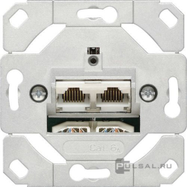 Механизм розетки компьютерной RJ45 Cat.6a (STP)
Studio,  Standard 55,  E2,  E3,  Event,  Esprit,  ClassiX,  ClassiX Art,  E22,  Edelstahl,  F100,  S-Color,  двойная,  245200,  2452 00,  Gira
 - PULSAL.RU