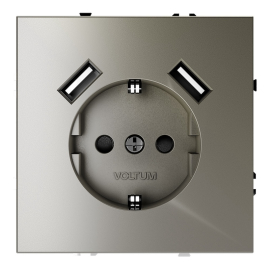 Электрическая розетка с зарядкой USB A+A, 3.2А
S70,  USB type-A 5V,  Электр. с USB,  двойная,   цвет - шелк,  пластмасса,  VLS040404,  Voltum
 - PULSAL.RU