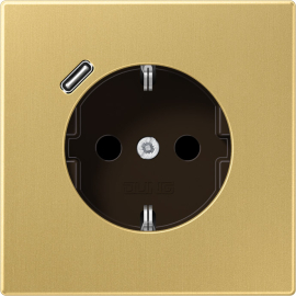 Розетка USB C с электрической розеткой
LS 990,  LS 1912,  LS plus,  LS-design,  FD-design,  USB type-C 5V,  Электр. с USB,  одинарная,   цвет - латунь классическая,  металл,  ME1520-18CC,  ME 1520-18 C C,  JUNG
 - PULSAL.RU