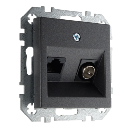 Розетка одиночная TV+RJ45
Epsilon,  Retro Liregus,  телевизионная (TV),  одинарная,   цвет - антрацит,  пластмасса,  ITVKL-1-01.E/J,  28-113,  LIREGUS
 - PULSAL.RU