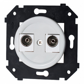 Розетка оконечная
Шедель Бриз,  телевизионная (TV),  двойная,   цвет - белый,  пластмасса,  B3-306-21,  Bironi
 - PULSAL.RU