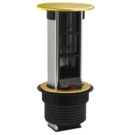 Встраиваемый выдвижной теле-блок Vertical
Лючки DDSB,  для столов и мебели,  3 поста,   цвет - латунь,  металл,  DDSB6V1BR,  Donel
 - PULSAL.RU