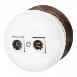 Розетка оконечная
Фаберже,  телевизионная (TV),  двойная,   цвет - перламутр,  фарфор / керамика,  B2-306-010/18,  Bironi
 - PULSAL.RU