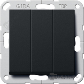 Выключатель
Studio,  E2,  Esprit,  ClassiX,  ClassiX Art,  трехклавишный,  без подсветки,   цвет - черный матовый,  пластмасса,  2830005,  2830 005,  Gira
 - PULSAL.RU