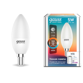 Лампа Gauss Smart Home С37 5W 470lm 2700-6500К Е14 изм.цвет.темп.+диммирование LED 1/10/40
светодиодная
Smart Light,   цоколь - E14,   мощность - 5Вт,   световой поток - 470Лм,   цветовая температура - 2700Кцветовая температура - 2700+3000+4000+5500+6500Кцветовая температура - 3000+4000+6500Кцветовая температура - 4000Кцветовая температура - 6500К,  диммируется,  1110112,  Gauss - PULSAL.RU