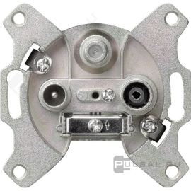 Механизм розетки TV+FM+SAT
R1,  R2,  R3,  телевизионная (TV),  спутниковая (SAT),  радио (R),  тройная,  86206-F,  Wedder
 - PULSAL.RU