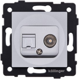 Розетка одиночная TV (тип"мама") + RJ45 
Aspekt,  Eleganz,  Reflex,  телевизионная (TV),  одинарная,   цвет - серый,  пластмасса,  REA-012GY,  Kollinger
 - PULSAL.RU
