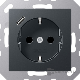 Розетка USB C с электрической розеткой
A VIVA,  A creation,  A 550,  A flow,  AS 500,  USB type-C 5V,  Электр. с USB,  одинарная,   цвет - антрацит матовый,  пластмасса,  A1520-18CANM,  A 1520-18 C ANM,  JUNG
 - PULSAL.RU
