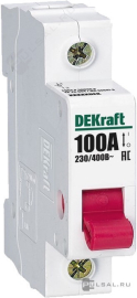 Выключатель нагрузки (рубильник) ВН-102, 1 полюс, 100А, 17004DEK, Dekraft - PULSAL.RU