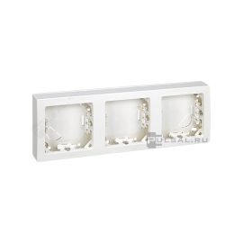 Рамка-корпус накладного монтажа
Simon 73 Loft,  3 поста,   цвет - белый глянец,  горизонтальная,  пластмасса,  73630-60,  Simon
 - PULSAL.RU