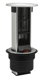 Встраиваемый выдвижной теле-блок Vertical
Лючки DDSB,  для столов и мебели,  3 поста,   цвет - алюминий,  металл,  DDSB6V1AL,  Donel
 - PULSAL.RU