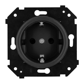 Розетка
Шедель Бриз,  без шторок,  с заземлением,  одинарная,  винтовые клеммы,   цвет - черный матовый,  пластмасса,  B3-101-23M,  Bironi
 - PULSAL.RU
