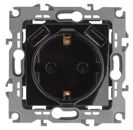 Розетка USB type-A, 3.0А с электрической розеткой
Эра 12,  USB type-A 5V,  двойная,   цвет - черный,  пластмасса,  Б0047845,  12-4109-06,  ЭРА
 - PULSAL.RU