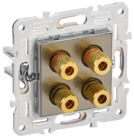 Розетка акустическая
Skandy,  2 пары,   цвет - никель,  металл,  SK-S40-K50,  IEK
 - PULSAL.RU