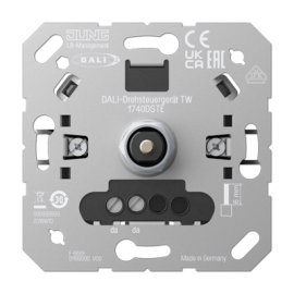 Электронный потенциометр DALI без блока питания шины, TW (tunable white - с регулировкой цвет.темп.)
A VIVA,  A creation,  A 550,  A flow,  AS 500,  CD 500,  LS 990,  LS plus,  LS 990 Les Couleurs Le Corbusier,  LS ZERO,  LS-design,  SL 500,  ECO profi и ECO profi Standart,  ECO profi design (ECO Profi Deco),  поворотно-нажимной,  с возможностью управления с 2-х мест,  протокол DALI,  1740DSTE,  1740 DSTE,  JUNG
 - PULSAL.RU