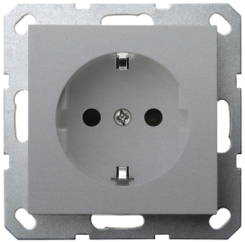 Розетка
G series,  со шторками,  с заземлением,  одинарная,   цвет - алюминий,  пластмасса,  G5501S,  Jasmart
 - PULSAL.RU