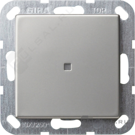 Выключатель двухполюсный с самовозвратом
E2,  одноклавишный,  с индикацией,   цвет - нержавеющая сталь,  металл,  0122600,  0122 600,  Gira
 - PULSAL.RU