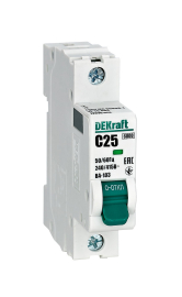 Автоматический выключатель ВА-103, 1 полюс, 25А, C, 6 кА, 12275DEK, Dekraft - PULSAL.RU