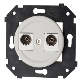 Розетка оконечная
Шедель Бриз,  телевизионная (TV),  двойная,   цвет - белый матовый,  пластмасса,  B3-306-21M,  Bironi
 - PULSAL.RU