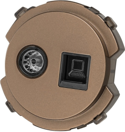 Розетка оконечная TV+RJ45 Cat.5 (UTP)
Байкал,  телевизионная (TV),  одинарная,   цвет - бронза,  пластмасса,  SQ1819-0419,  TDM
 - PULSAL.RU