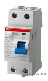 Выключатель дифференциального тока 2-модульный F202 A-63/0,1 F200, 2 полюса, 63А,  тип - A, 100 мАF202 A-63/0,1, ABB - PULSAL.RU