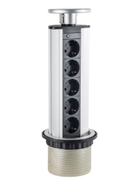 Телеблок на 5 механизмов 
для столов и мебели,  5 постов,   цвет - алюминий,  металл,  IP 54,  70305 LUK,  70305,  Экопласт
 - PULSAL.RU