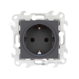 Розетка
Simon 24 Harmonie,  без шторок,  с заземлением,  одинарная,  безвинтовые клеммы,   цвет - графит,  пластмасса,  2450434-038,  Simon
 - PULSAL.RU