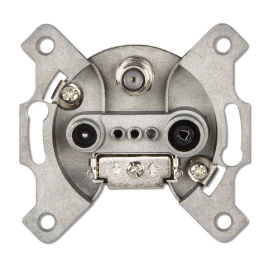 Механизм розетки TV+FM+SAT
R1,  R2,  R3,  телевизионная (TV),  спутниковая (SAT),  радио (R),  тройная,  86207-F,  Wedder
 - PULSAL.RU