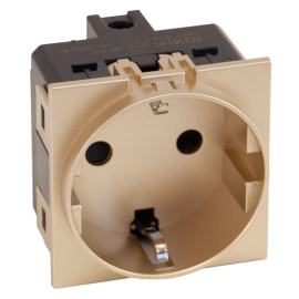 Механизм розетки 
Soft Touch,  со шторками,  с заземлением,  одинарная,  винтовые клеммы,   цвет - шампань матовый,  ACH4141,  MEITON
 - PULSAL.RU