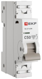 Автоматический выключатель ВА 47-63N PROxima, 1 полюс, 50А, C, 4,5 кА, M634150C, EKF - PULSAL.RU