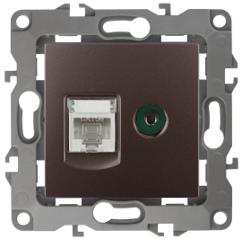 Розетка одиночная TV+RJ45
Эра 12,  телевизионная (TV),  одинарная,   цвет - бронза,  пластмасса,  Б0027448,  12-3110-13,  ЭРА
 - PULSAL.RU