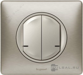 Умный беспроводной выключатель двухклавишный
Netatmo,  Celiane,   цвет - титан, титан металлик,  металл,  пластмасса,  067774,  0 677 74,  Legrand
 - PULSAL.RU