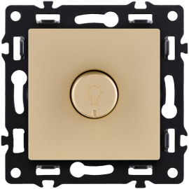 Светорегулятор для светодиодных ламп 5-200 Вт/ВА
Asthetik,  поворотно-нажимной,  лампы накаливания и галогенные 220В (R),  лампы с индукционным (обмоточным) трансформ.(L),  лампы с электронным (емкостным) трансформ.(C),  диммируемые лампы LED 220В (LEDi тип L),  диммируемые лампы LED 220В (LEDi тип C),   цвет - золотой,  пластмасса,  AS-023GD,  Kollinger
 - PULSAL.RU