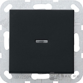 Выключатель двухполюсный с самовозвратом
Studio,  E2,  Esprit,  ClassiX,  ClassiX Art,  одноклавишный,  с индикацией,   цвет - черный матовый,  пластмасса,  0122005,  0122 005,  Gira
 - PULSAL.RU