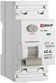 Выключатель дифференциального тока ВД-100N  PROxima, 2 полюса, 40А,  тип - AC, 30 мАE1026M4030, EKF - PULSAL.RU